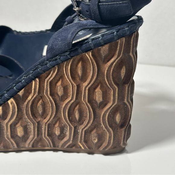Miu Miu Suede Wooden Wedge Strappy Sandals - Picture 12 of 14